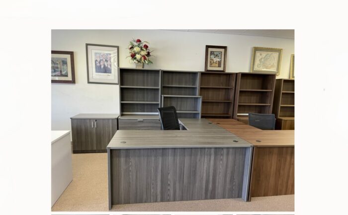 NEW 30" x 66" L-Desk w/ 42" Return and 2 sets of Drawers (Gray)