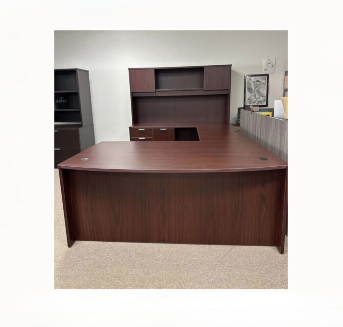 Mahogany Bowfront U-Shaped Desk with Hutch (New)