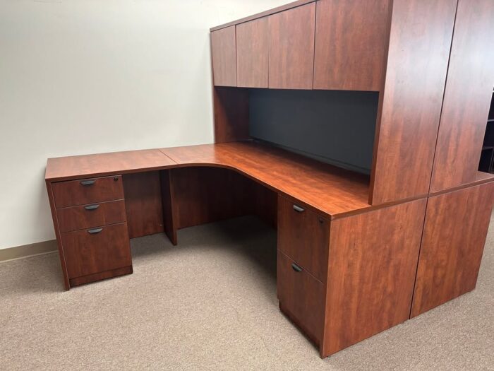 Used L-Shaped Desk w/ Hutch and Tack Board