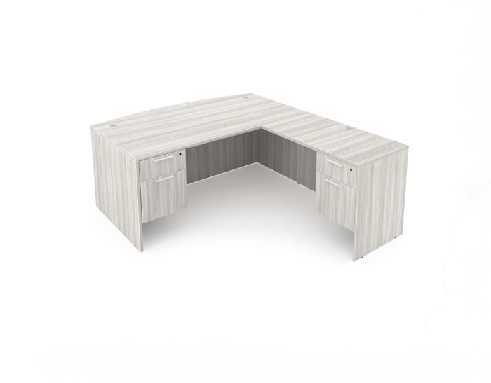 Rayne L Shaped Bow Front Desk with Double Suspended Pedestals (New)